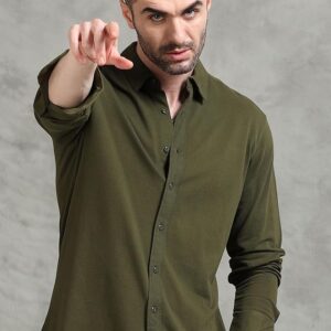 Regular Fit Full Sleeve Solid Knitted Shirt XS-2XL